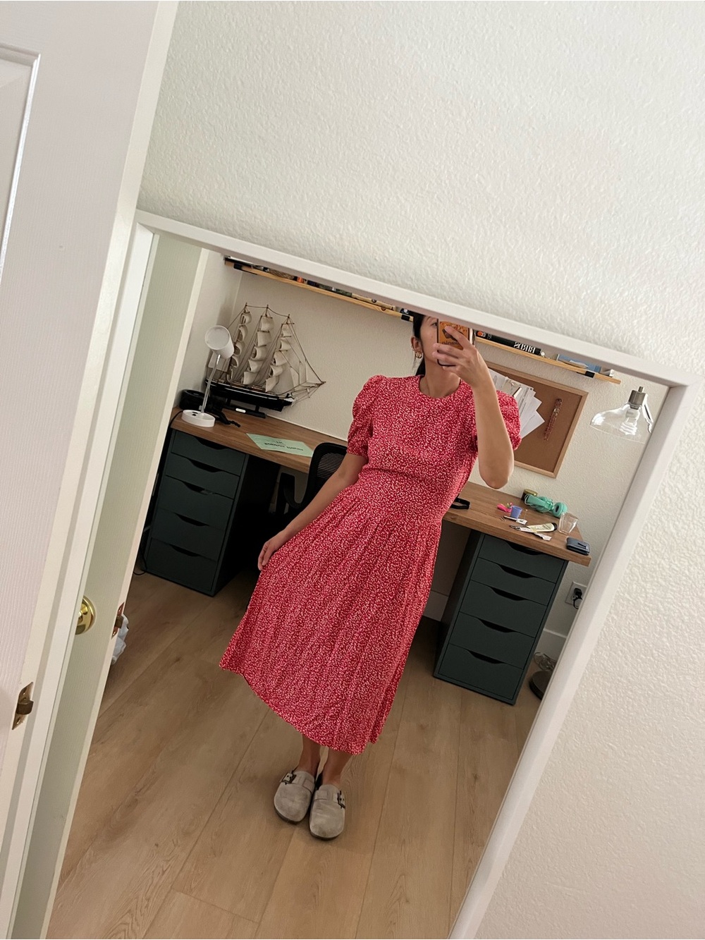 Jane Schaffhausen VINTAGE Puff-Sleeve Midi Dress